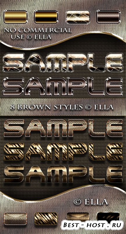 8 коричневых стилей для дизайна в программе Фотошоп