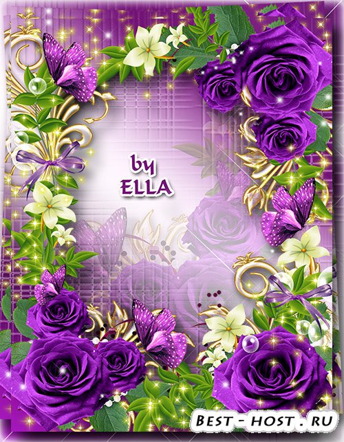 Цветочная рамка-Пурпурная роза,загадочный цвет