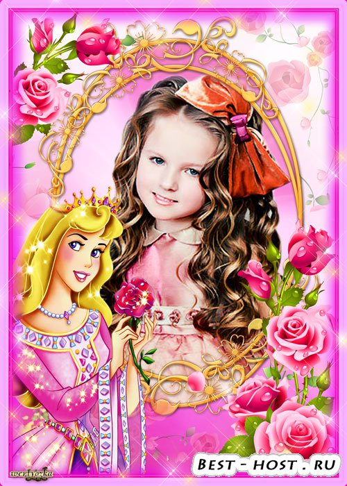 Детская рамка для фотошопа - Принцесса с розой