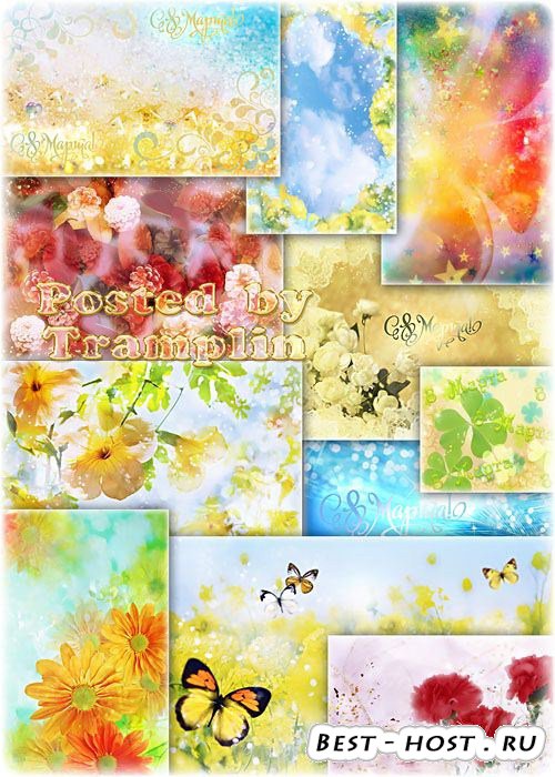 Разноцветные нежные фоны с цветами