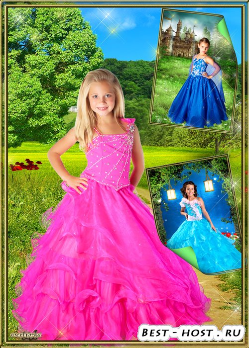 Шаблоны для фотошопа - Детские нарядные платья для девочек
