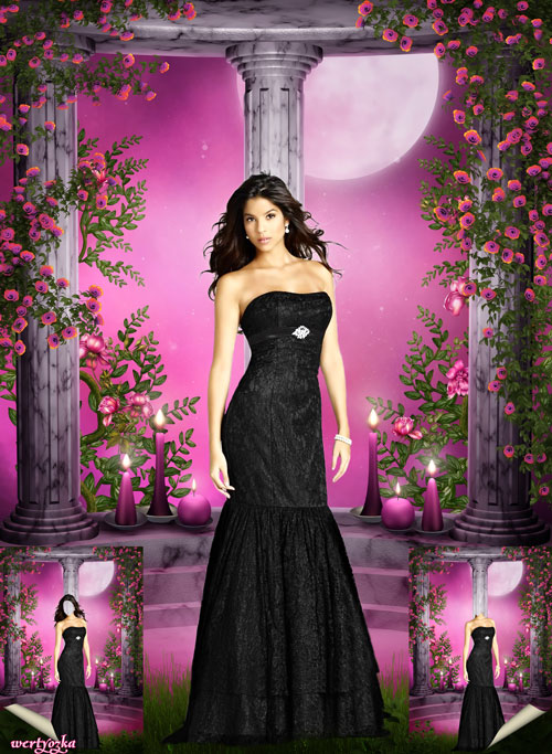 Женский шаблон - Девушка в черном платье