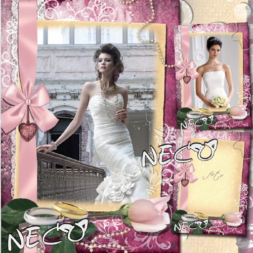 Свадебная рамка с розой в винтажном стиле