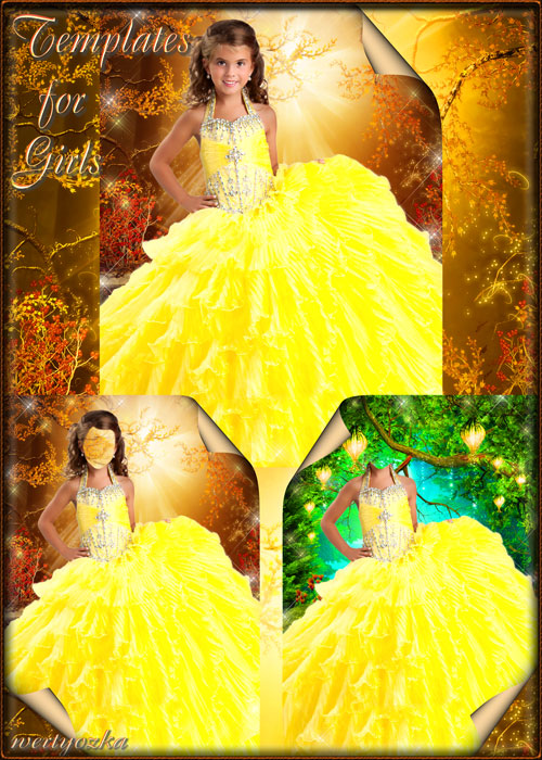 Детские шаблоны для девочки - Сказочное искристо-желтое платье