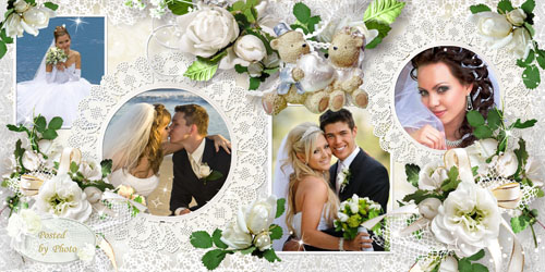 Красивая свадебная фотокнига - Поздравляем с торжественным днем, Будьте счастливы вечно вдвоем