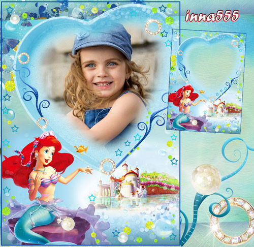 Фоторамка для девочки с русалочкой Мелоди - Юная принцесса подводного царства