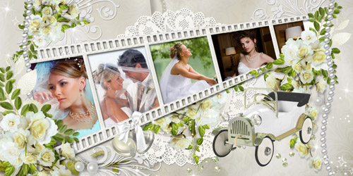 Красивая свадебная фотокнига - Молодоженов поздравляем, Любви и счастья им желаем