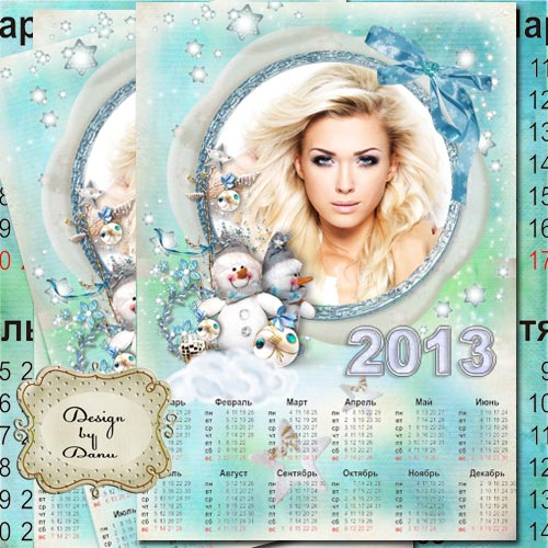 Новогодний календарь на 2013 год - Веселый снеговик