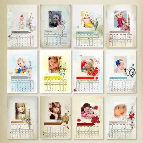 Шаблон перекидного календаря на 2013 год - Элегант
