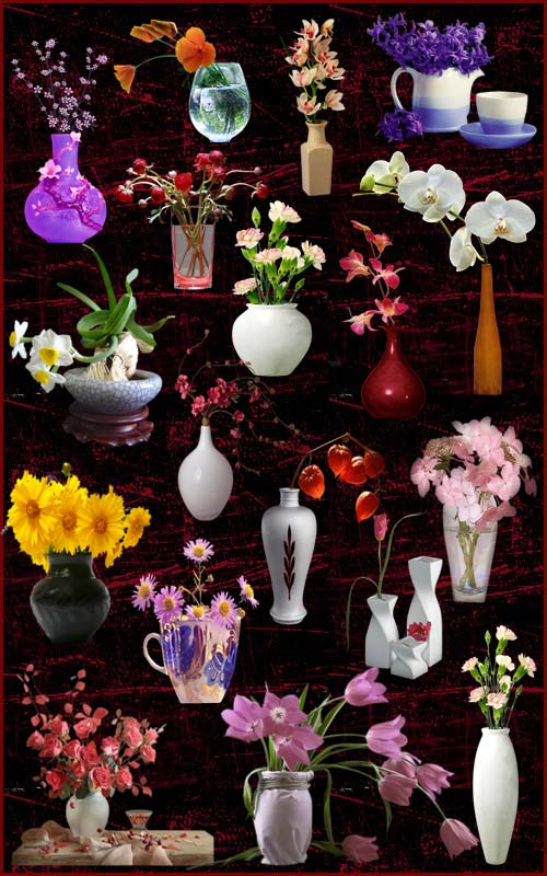 Клипарт - Цветы в вазах