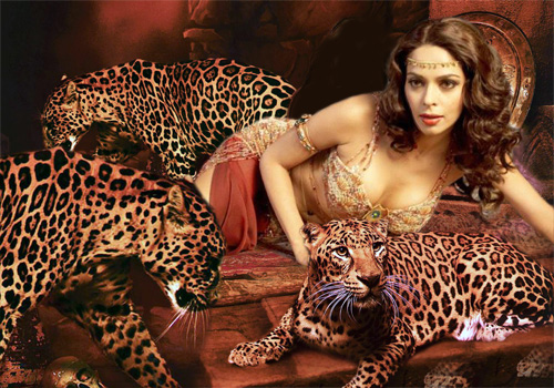 Женский шаблон для фотошопа - С леопардами