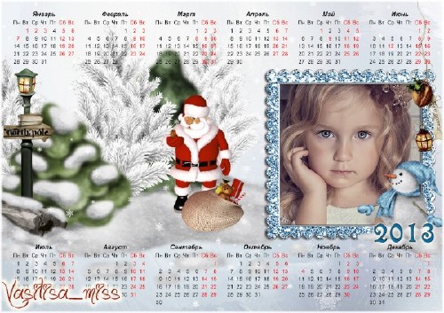 Новогодний календарь - рамка в год змеи 2013 – Скоро праздник к нам придёт