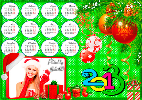 Новогодний календарь рамка на 2013 год