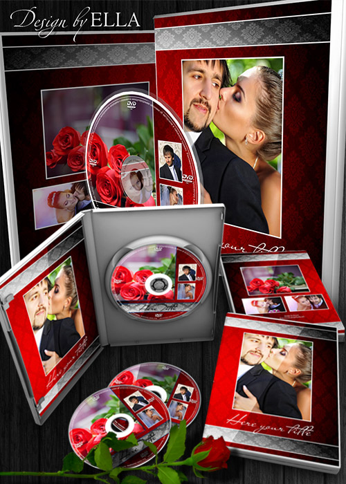 Шаблон классической фотокниги и  DVD набор - Red and Black