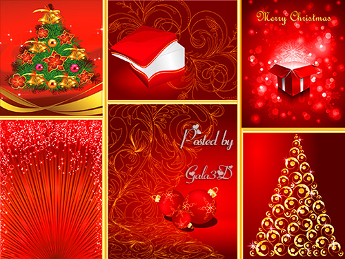 Векторные красные рождественские фоны и графические элементы