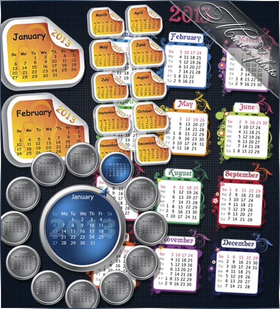Календарные сетки на 2013 год для вашего творчества