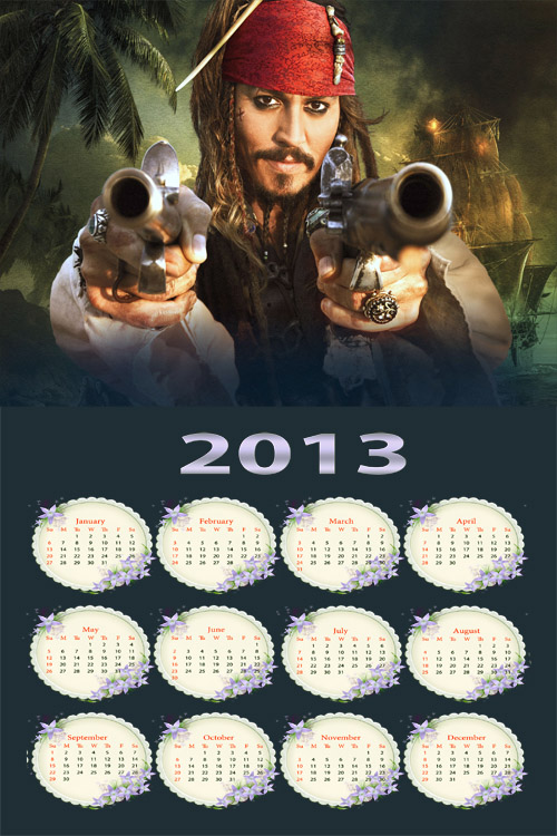 Календарь 2013 - Пираты Карибского моря, Джек Воробей