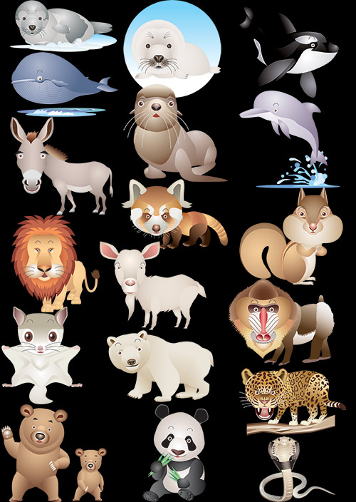 Клипарт - Сборник животных в Photoshop (прозрачный фон)