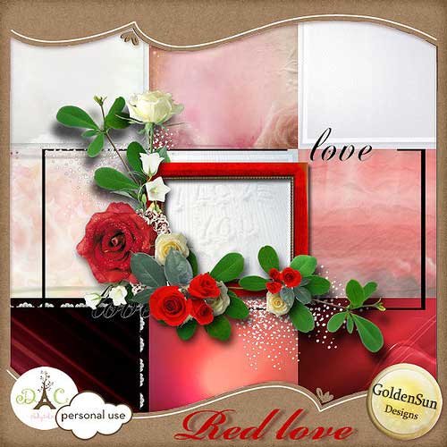 Романтический скрап-набор ко дню влюбленных - Любовь в красном