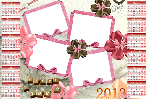 Романтический календарь-рамка для всех влюбленных на 2013 год