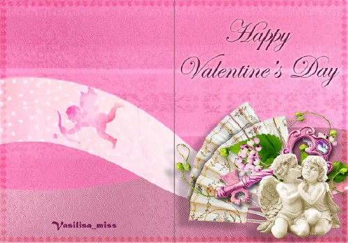 Поздравительная открытка к дню святого Валентина - С ярким праздником любви