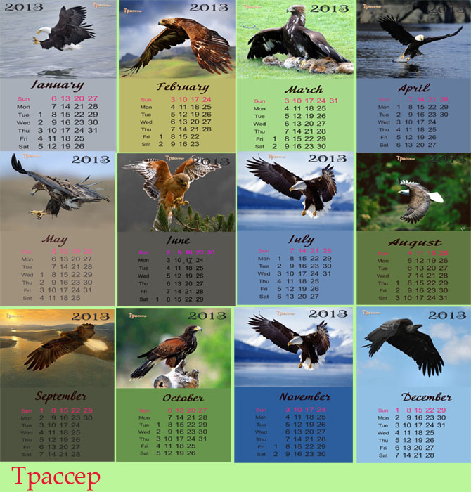 Календарь на 2013 год помесячный - Орлы