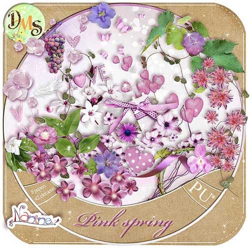 Цветочный весенний скрап-набор - Розовая весна