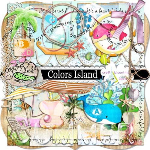 Детский морской скрап-набор - Цветной остров