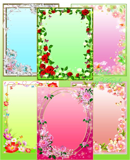 Рамки для фотошопа - Бал цветов всех оттенков и красок