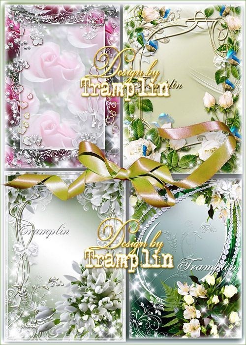 Сборник весенних цветочных рамок – Тюльпаны, подснежники, белые розы