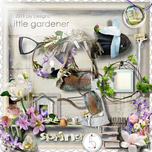 Цветочный весенний скрап-набор - Маленький садовник