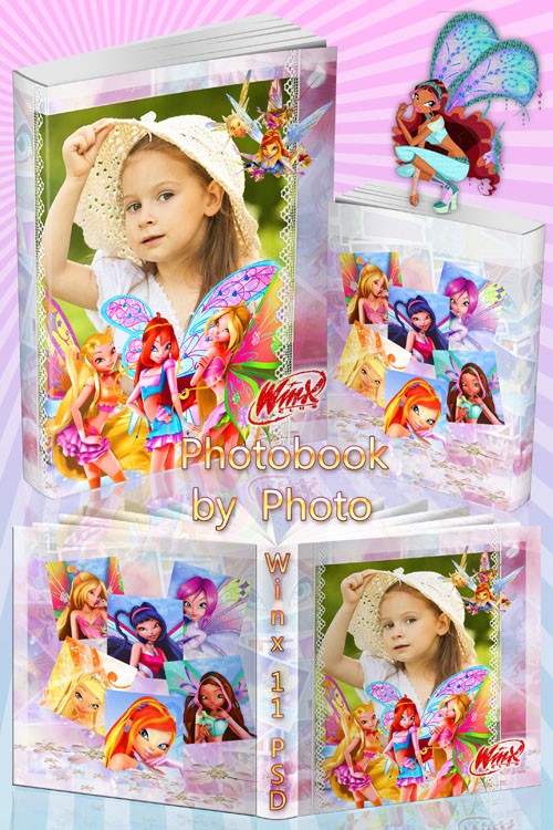 Детская красочная фотокнига для девочек с героинями м/с Winx