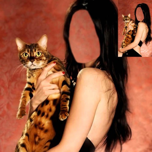 Шаблон для фотошоп - С леопардовой кошкой