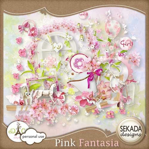 Нежно-розовый цветочный скрап-набор - Розовая фантазия