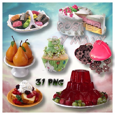 Клипарт - Яркие картинки десертов на прозрачном фоне