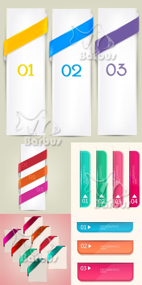 Set of bookmarks, stickers, labels,  numbered banners / Набор web закладов, ...