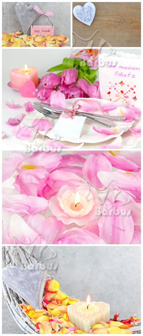 Romantic still life  / Романтичный натюрморт - свеча и лепестки роз
