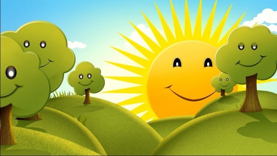 Летний детский футаж - Милое яркое солнышко улыбается