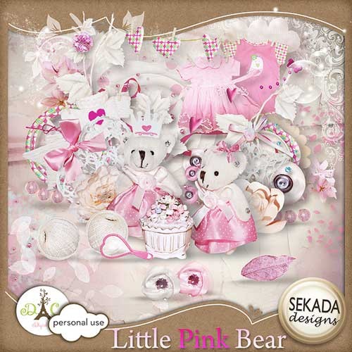 Детский скрап-набор - Маленький розовый мишка