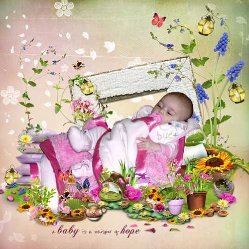 Красивый цветочный скрап-комплект - Яркий денёк для малыша