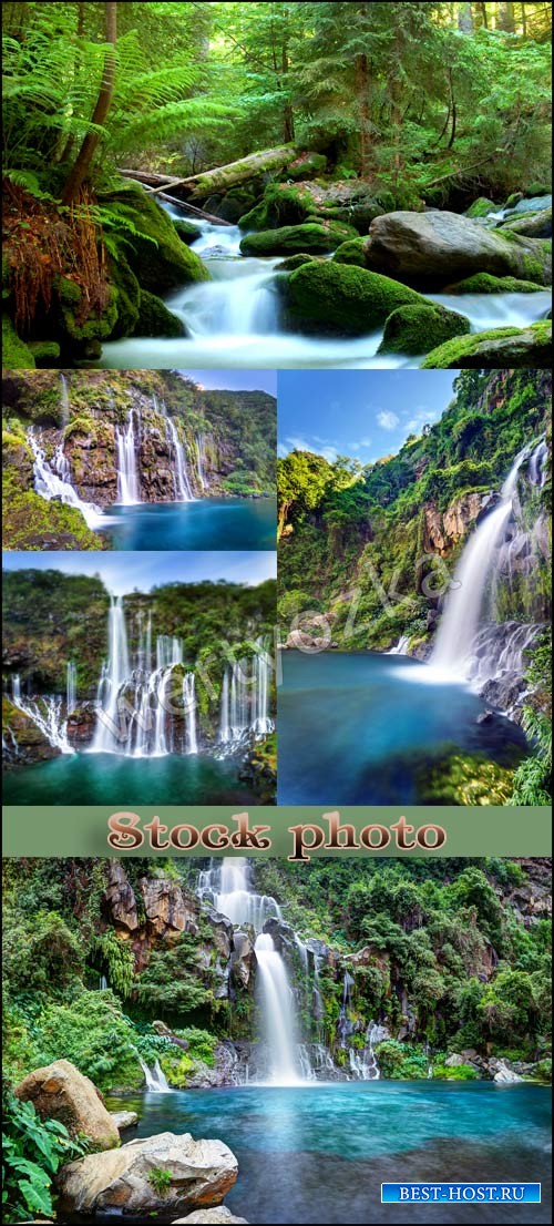 Водопады, природа / Waterfalls, wonderful nature - Raster clipart