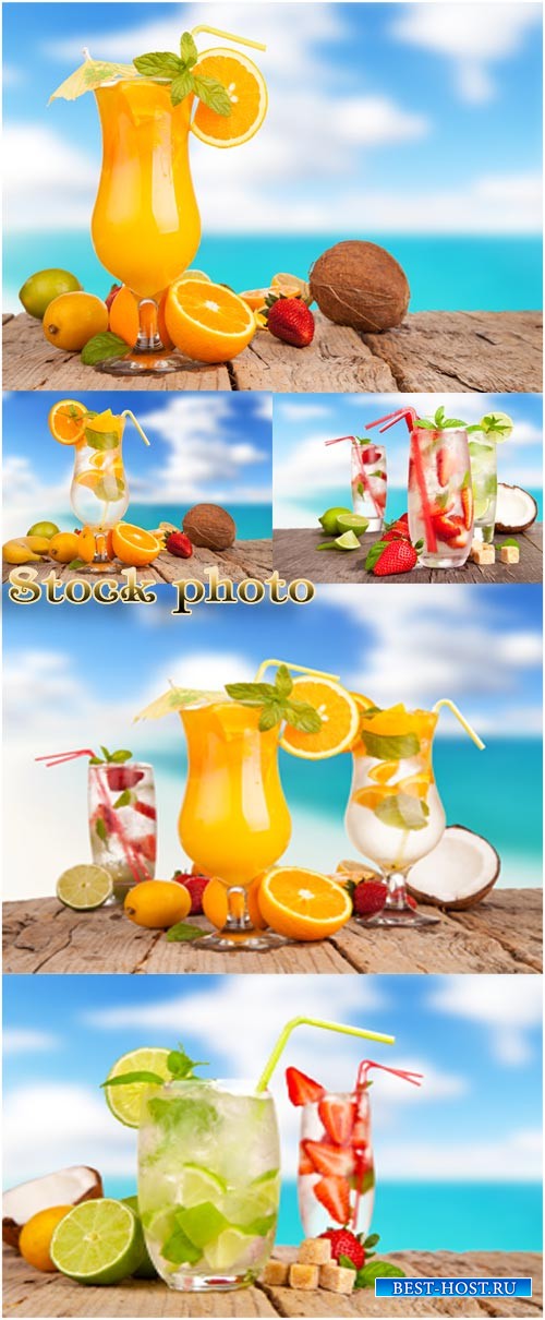 Прохладительные напитки, свежий сок / Refreshing drinks, fresh juice - Raster clipart