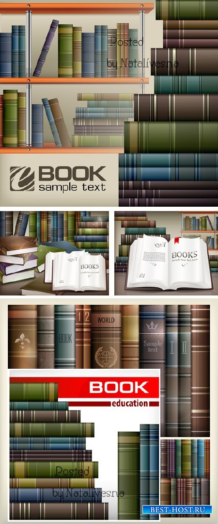 Книги на полках / Books on shelves - Stock photo
