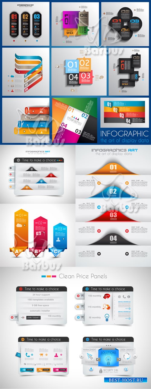 Infographic design template with paper tags / Инфографика дизайн шаблоны с бумажными закладками