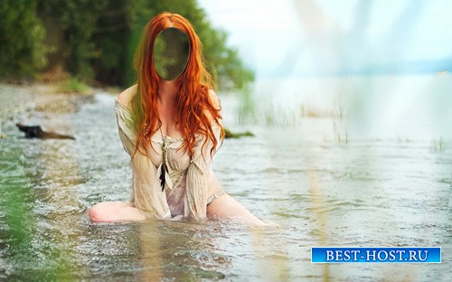 Женский шаблон - Рыжая девушка в речке