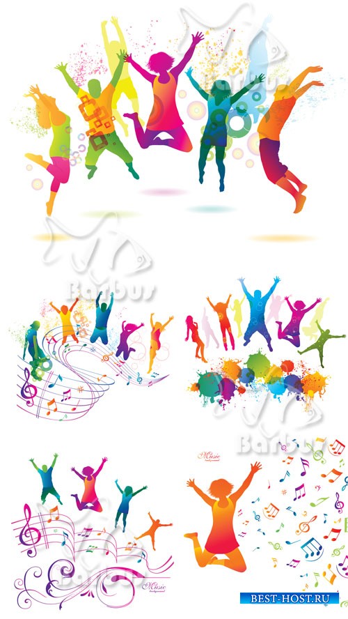 Active Jumping and Dancing People / Активные цветные прыгающие и танцующие  ...