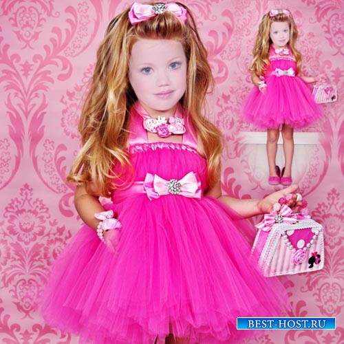 Шаблон для мальчиков - Малышка в ярком розовом платье