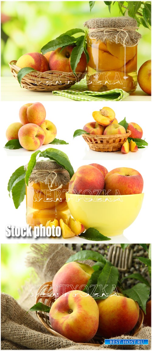 Сочные персики / Peaches - Raster clipart
