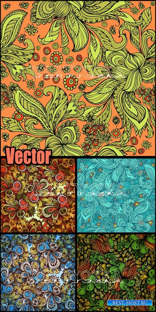 Фоны с красочными яркими узорами / Background with colorful bright patterns - vector clipart