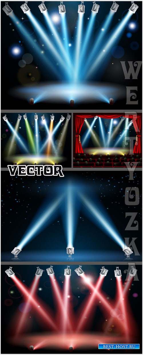 Яркий свет прожекторов / Bright spotlight - Vector clipart